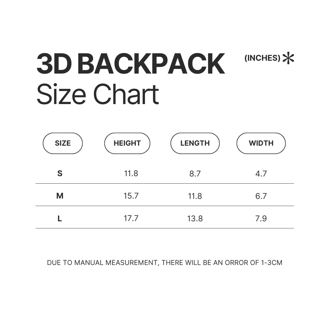 3D Backpack Size Chart - Fortnite UK Store