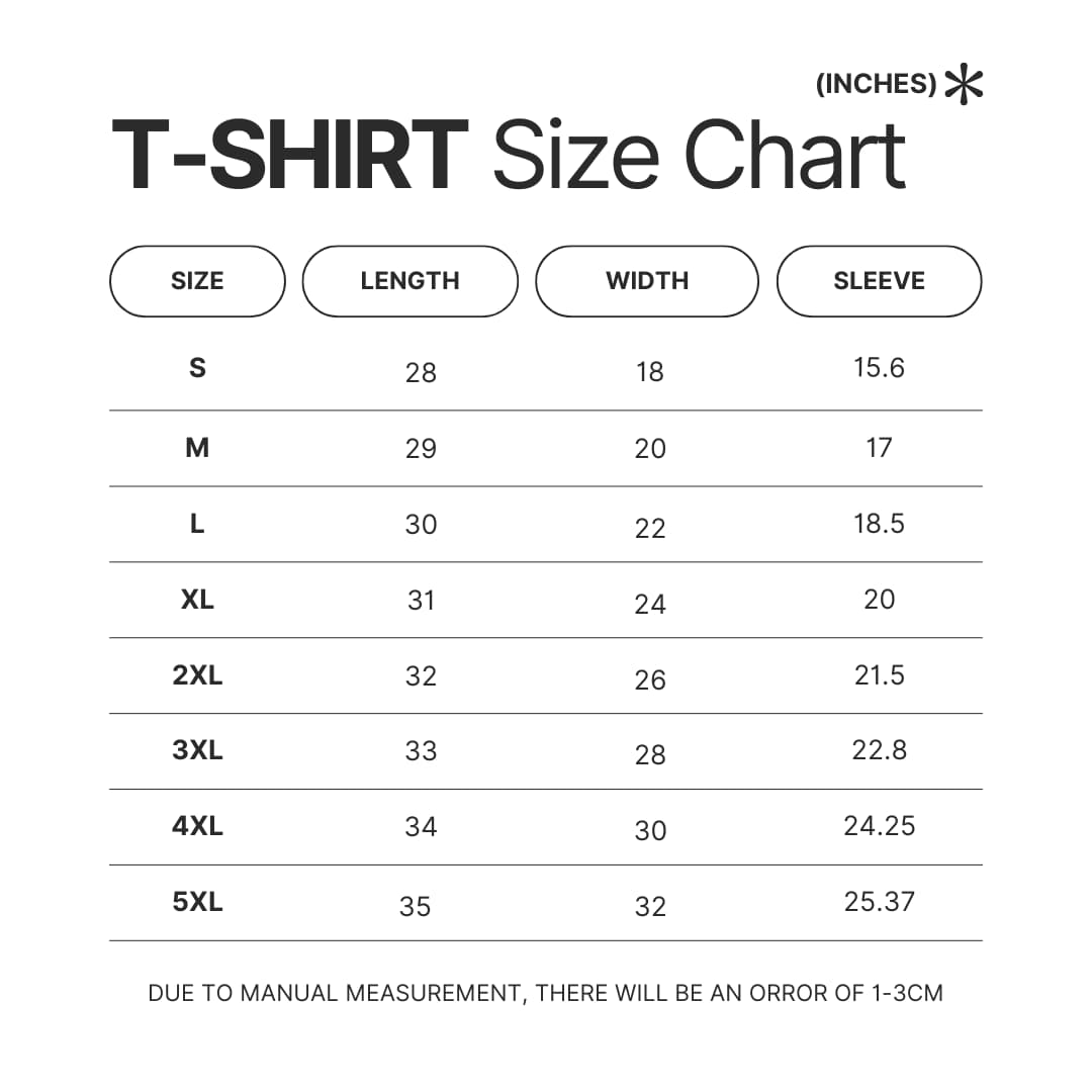 T shirt Size Chart - Fortnite UK Store