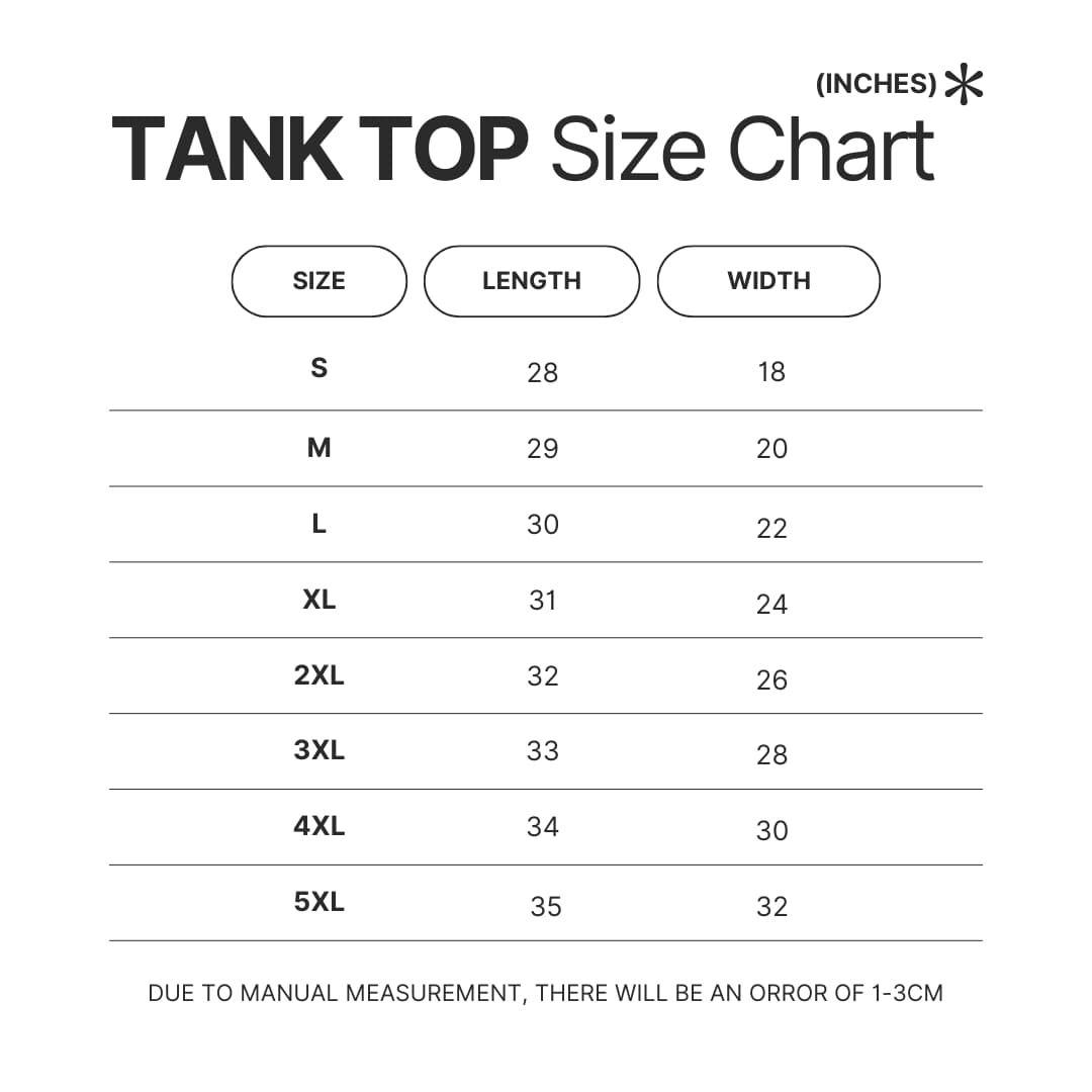 Tank Top Size Chart - Fortnite UK Store