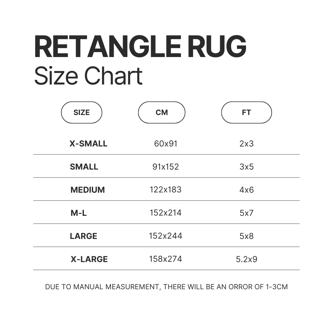 Retangle Rug Size Chart - Fortnite UK Store
